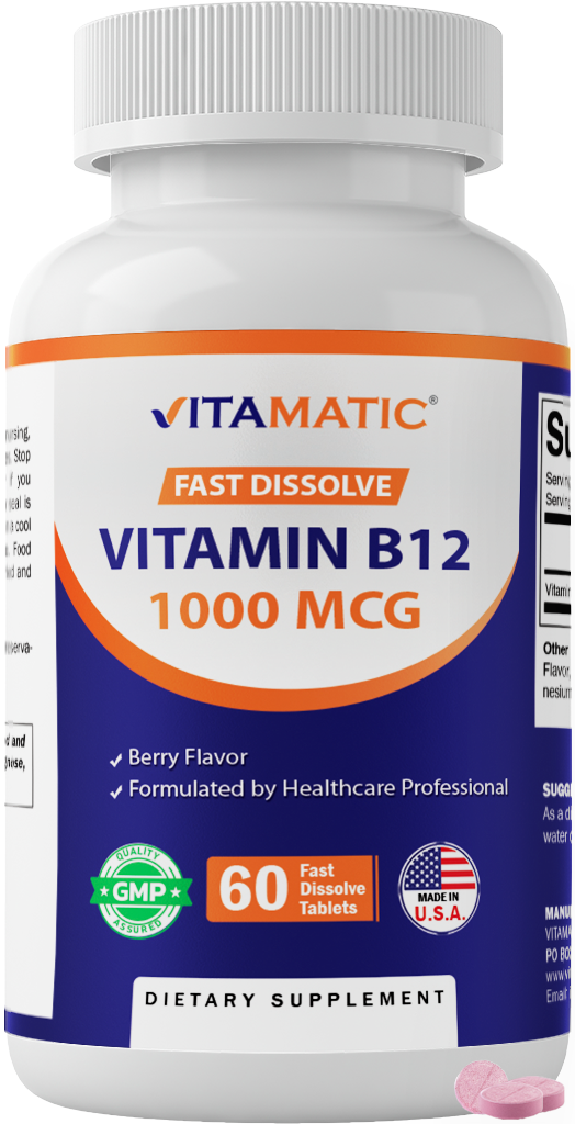 Vitamin B12 1000 mcg Fast Dissolve – 60 Tablets – Natural Berry Flavor