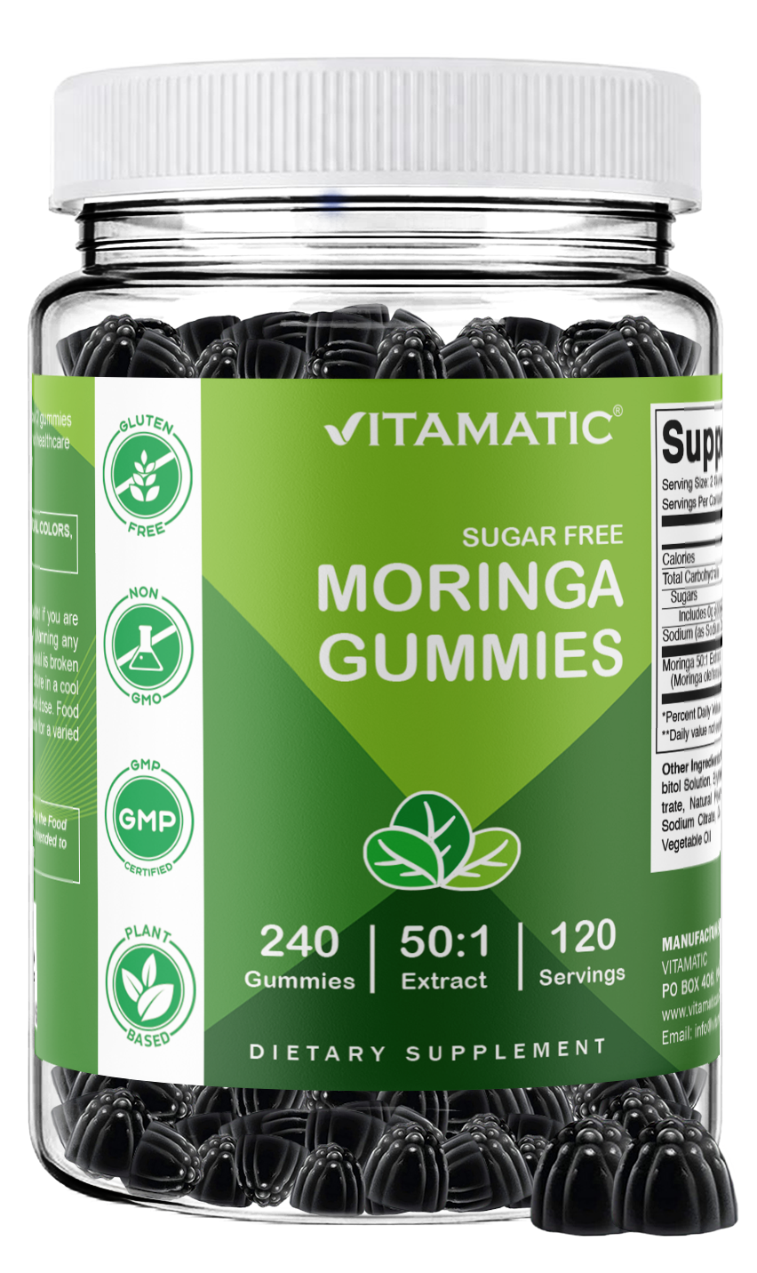 Vitamatic Moringa 50:1 Extract Sugar-Free Gummies, 60 Count