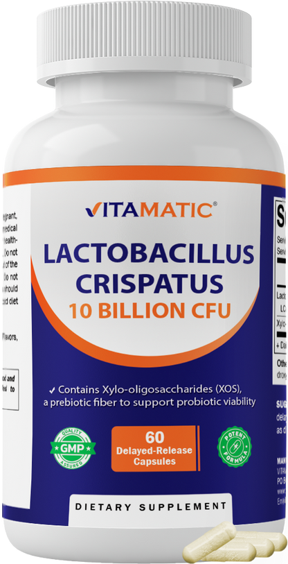 Vitamatic Lactobacillus Crispatus 10 Billion CFU with XOS Prebiotic - 60 Delayed Release Capsules
