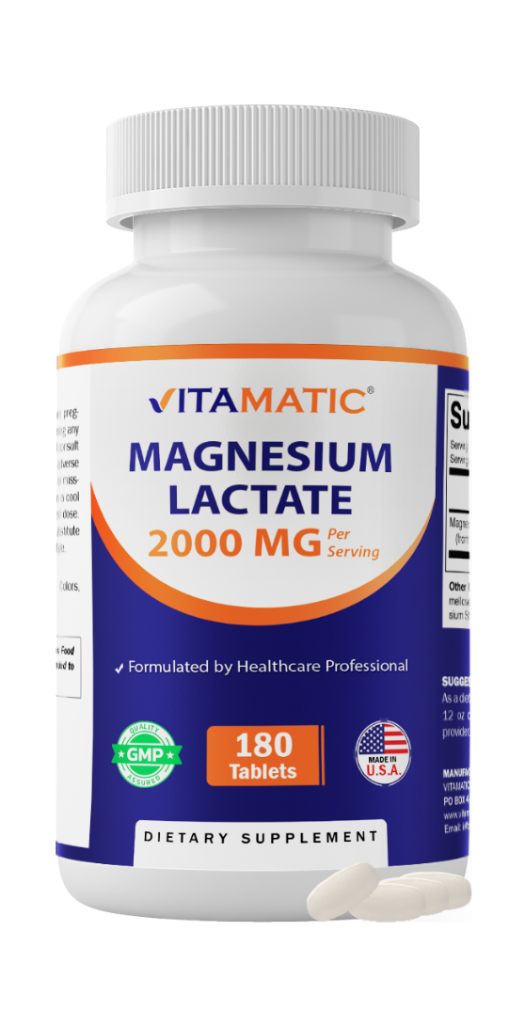 Magnesium Lactate 2000mg per Serving – 180 Tablets