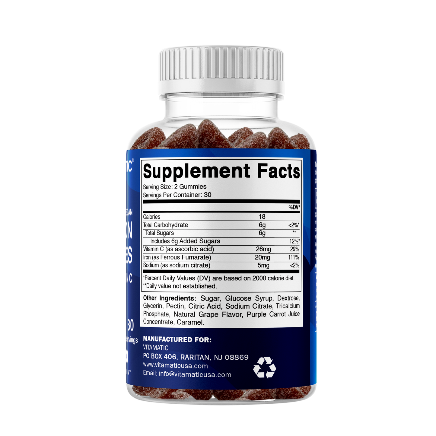 Iron 20mg with Vitamin C - 60 Vegan Gummies