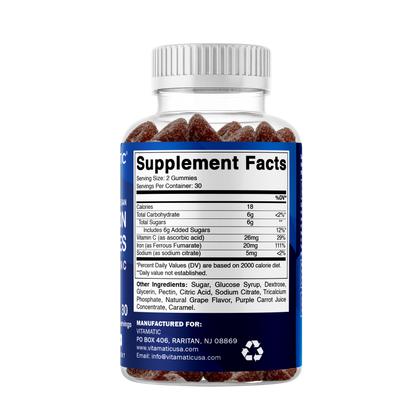 Iron 20mg with Vitamin C - 60 Vegan Gummies