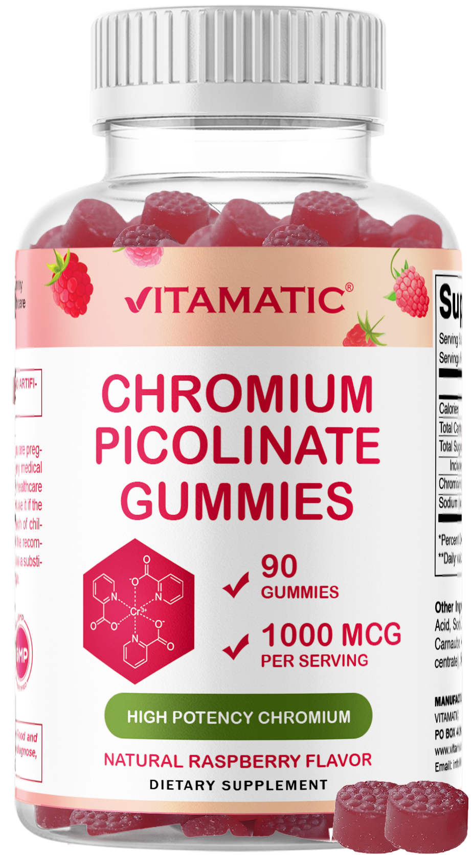 Vitamatic Chromium Picolinate 1000 mcg Per Serving Gummies, 90 Count