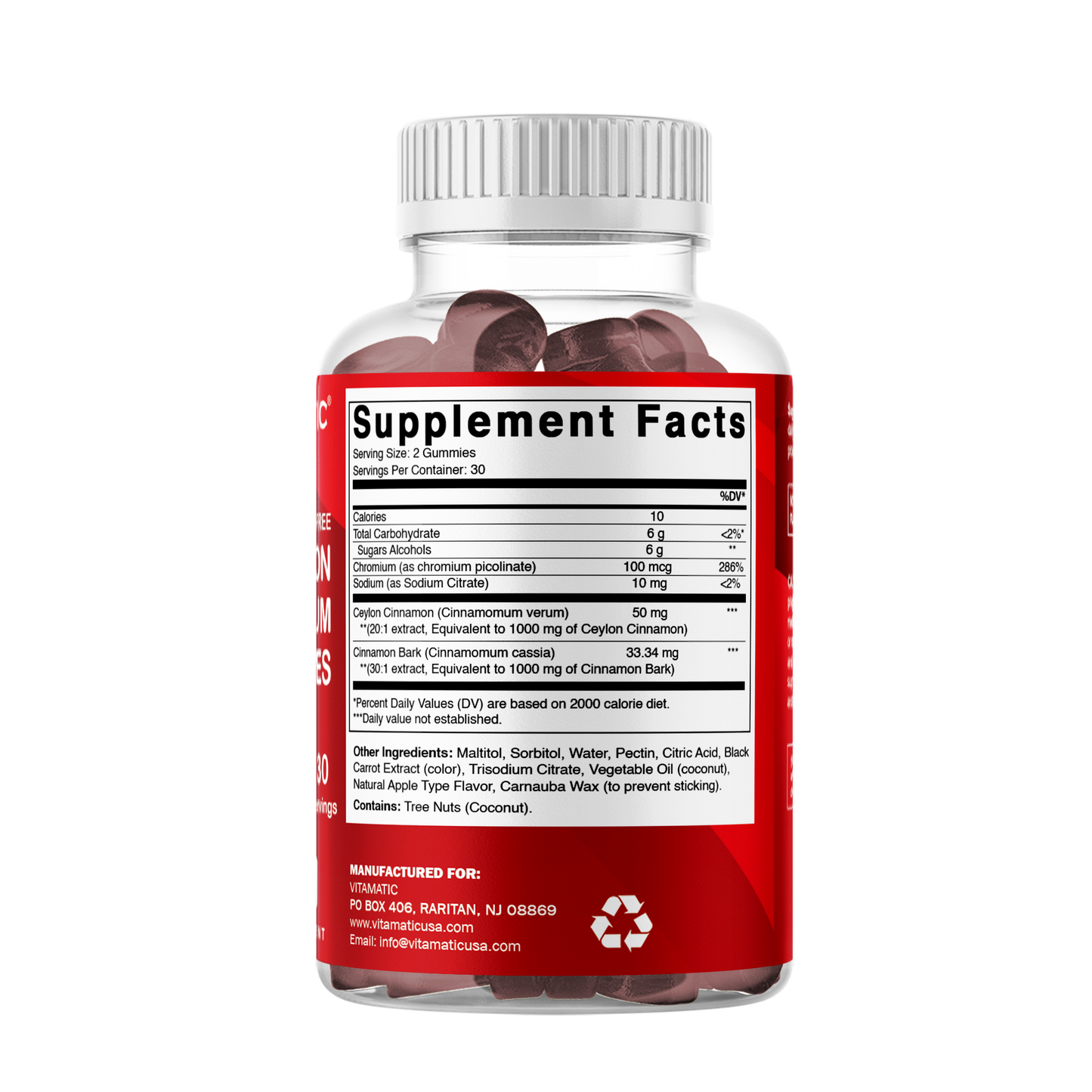 Sugar Free Cinnamon with Chormium 60 Gummies