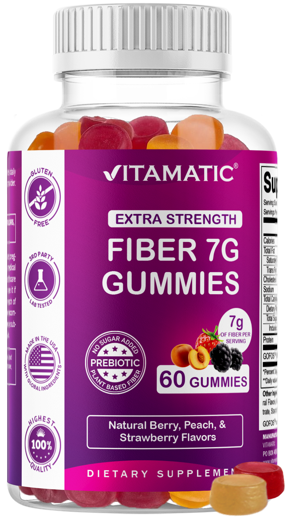 Vitamatic Fiber 7G per Serving, 60 Gummies