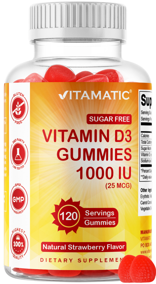 Vitamatic Sugar-Free Vitamin D3 1000 IU, 120 Gummies