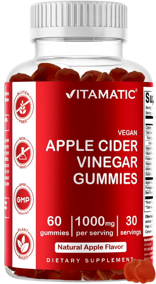Vitamatic Apple Cider Vinegar 1000mg per Serving, 60 Vegan Gummies