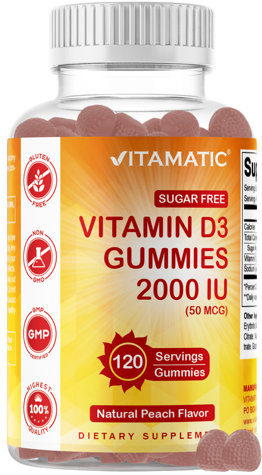 Vitamatic Sugar-Free Vitamin D3 2000 IU, 120 Gummies