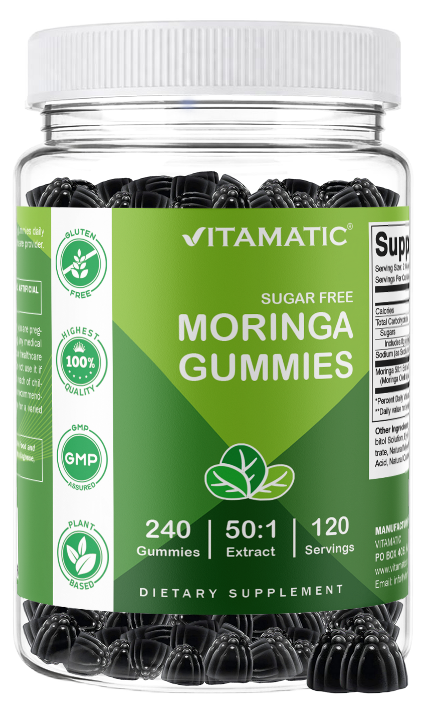 Vitamatic Moringa 50:1 Extract Sugar-Free Gummies, 60 Count