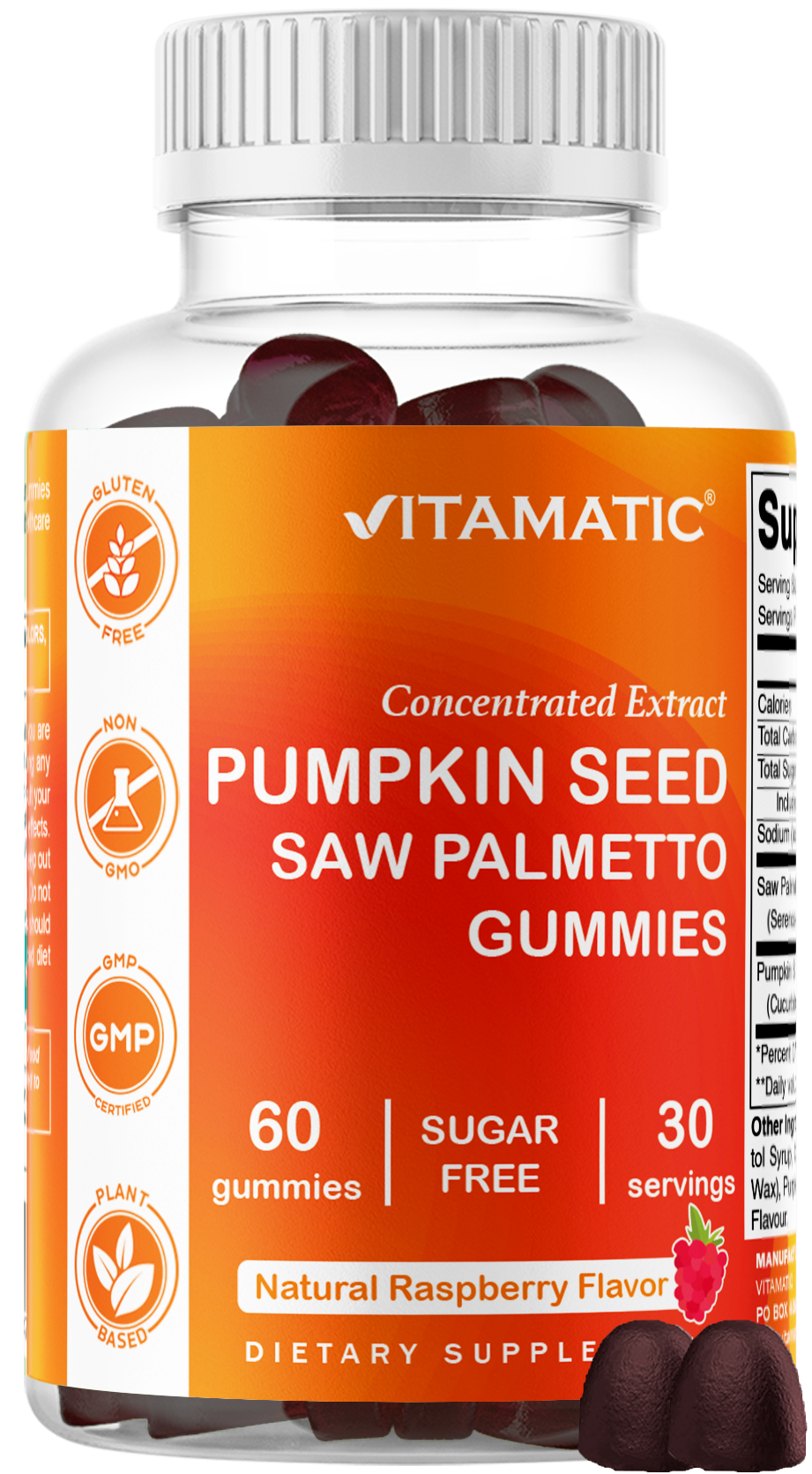 Vitamatic Pumpkin Seed 20:1 Extract Gummies, Sugar Free, 60ct
