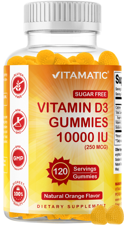 Vitamatic Sugar-Free Vitamin D3 10000 IU, 120 Gummies