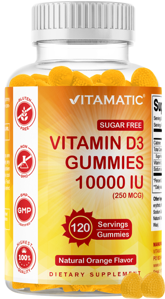 Vitamatic Sugar-Free Vitamin D3 10000 IU, 120 Gummies