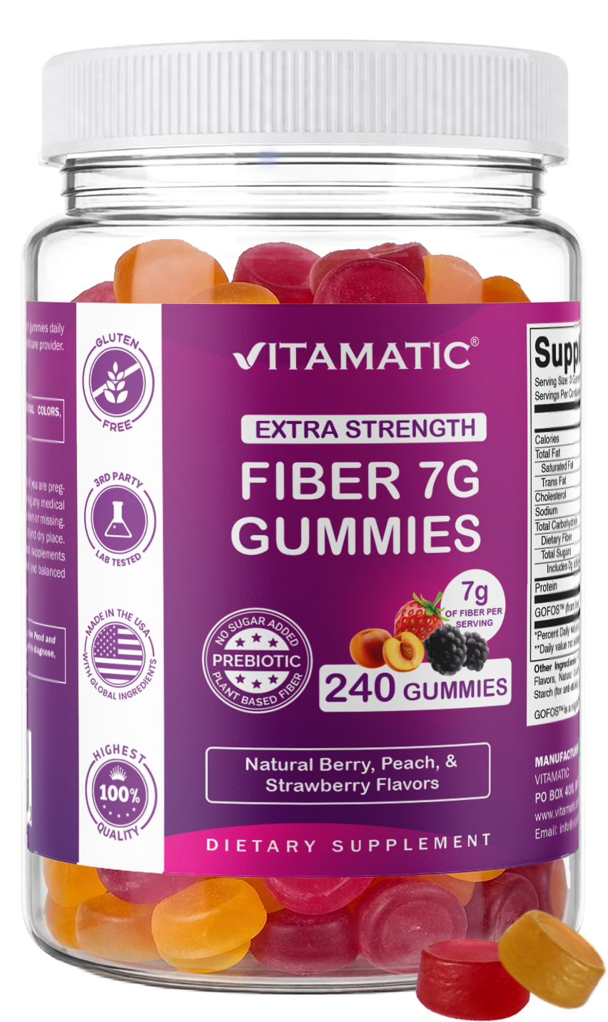 Vitamatic Prebiotic 7G Per Serving Fiber Gummies for Adults, 240 Count