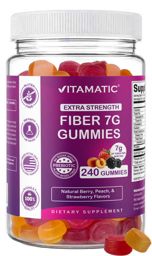 Vitamatic Prebiotic 7G Per Serving Fiber Gummies for Adults, 240 Count