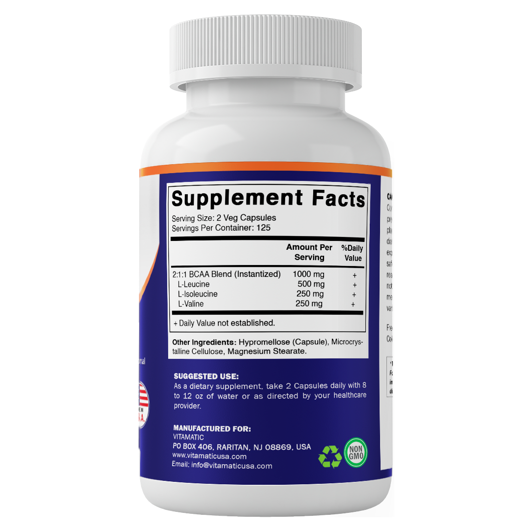 BCAA 1000 mg Per Serving (2:1:1) | 250 Veg Capsules