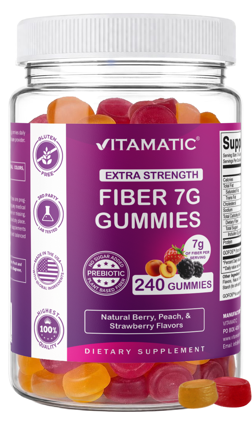 Vitamatic Prebiotic 7G Per Serving Fiber Gummies for Adults, 240 Count