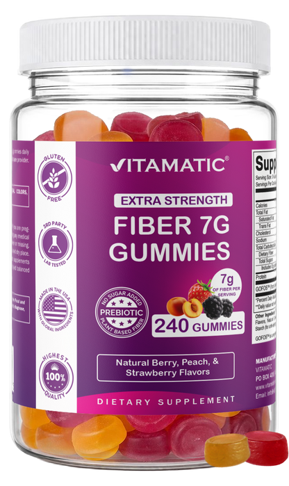 Vitamatic Prebiotic 7G Per Serving Fiber Gummies for Adults, 240 Count