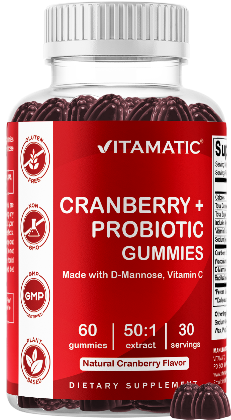 Vitamatic Cranberry + Probiotics, 60 Gummies