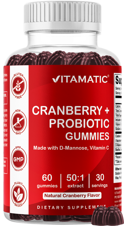 Vitamatic Cranberry + Probiotics, 60 Gummies