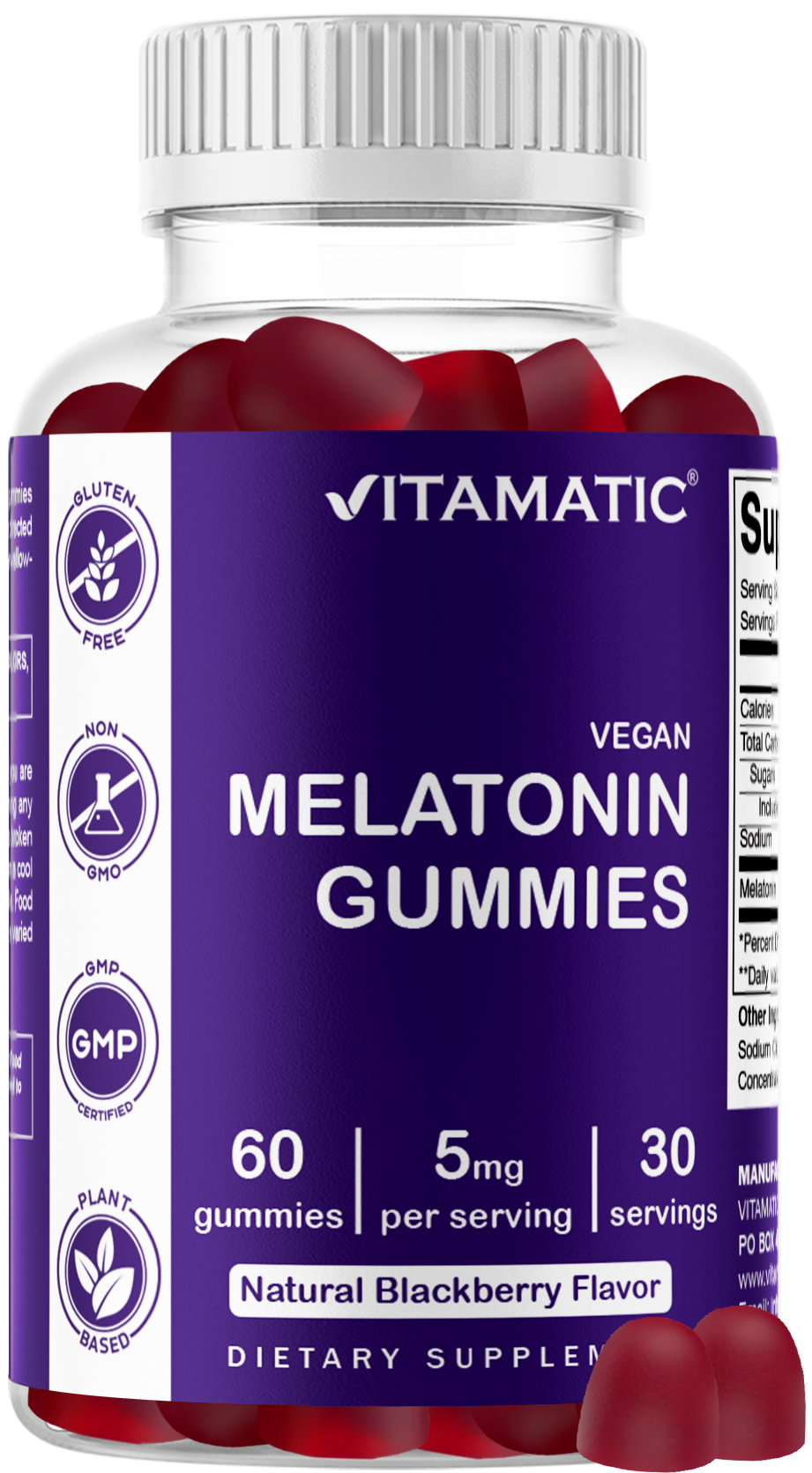 Vitamatic Melatonin 5mg Vegan Gummies, 60 Gummies