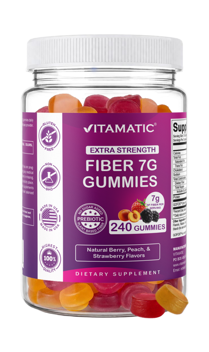 Prebiotic Fiber Gummies for Adults-  240 Pectin Based Gummies, Digestive Health & Regularity Support