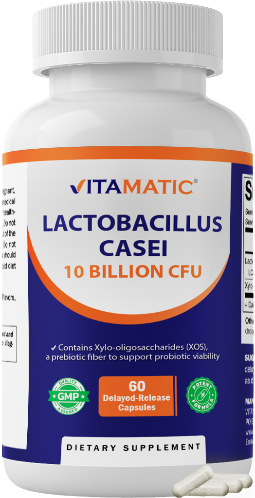 Vitamatic Lactobacillus Casei 10 Billion CFU with XOS Prebiotic, 60 Delayed Release Capsules