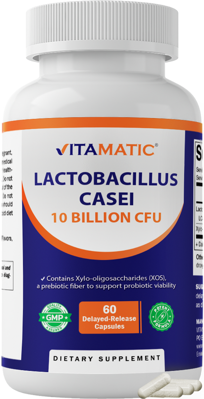 Vitamatic Lactobacillus Casei 10 Billion CFU with XOS Prebiotic, 60 Delayed Release Capsules