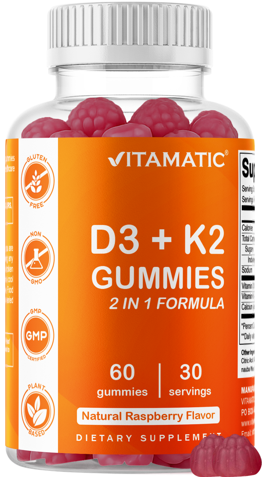 Vitamatic Vitamin D3 + K2 Gummies, 60 Gummies