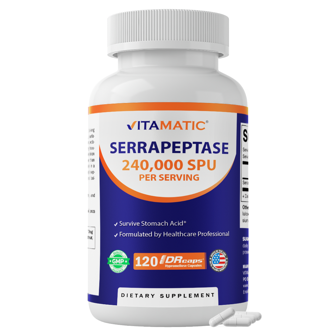 Serrapeptase 240,000 SPU Per Serving, 120 DR Capsules