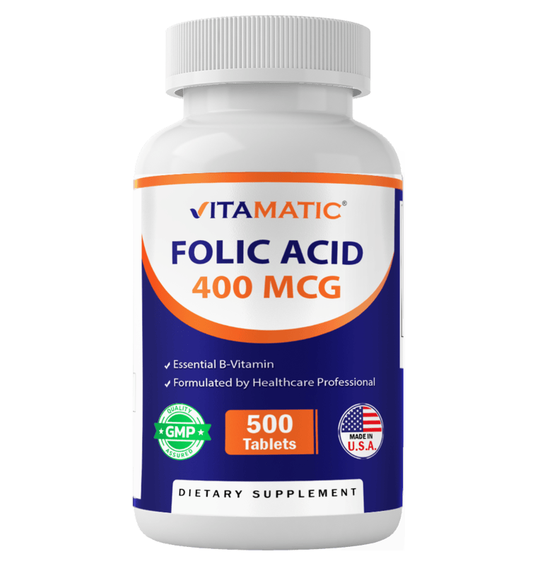 Folic Acid 400mcg - 500 Vegetarian Tablets