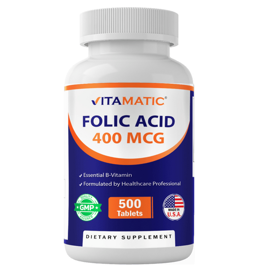 Folic Acid 400mcg - 500 Vegetarian Tablets