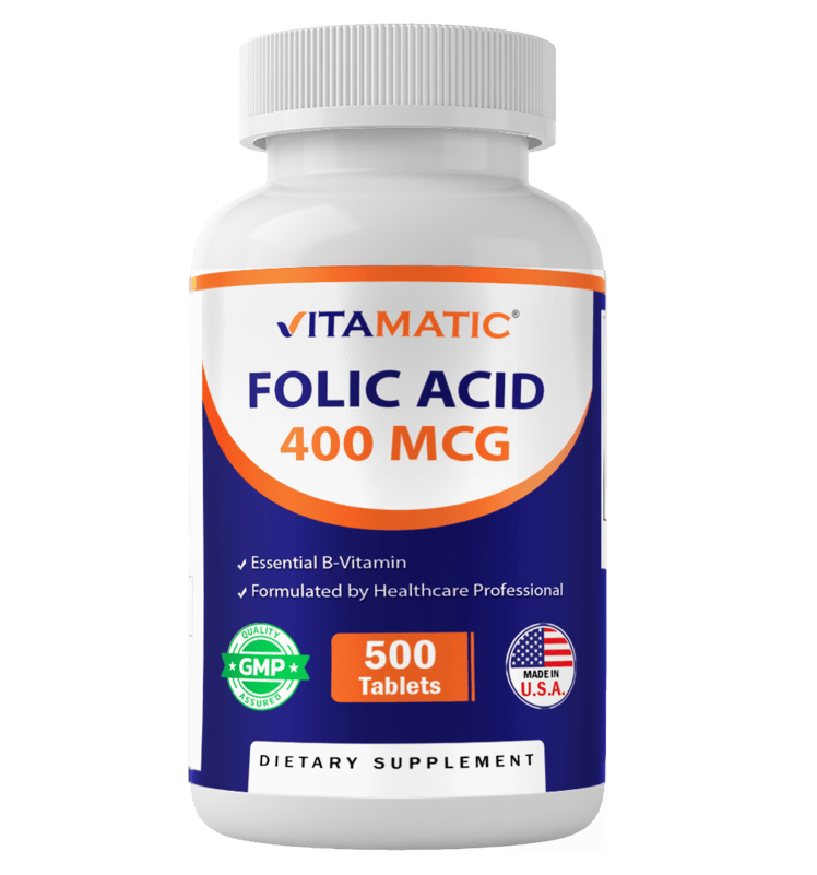 Folic Acid 400mcg - 500 Vegetarian Tablets