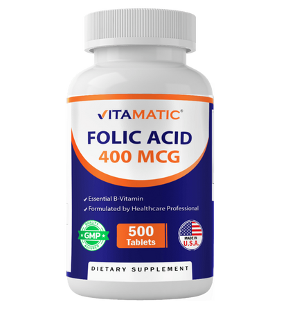 Folic Acid 400mcg - 500 Vegetarian Tablets