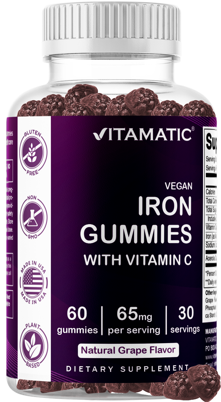 Vitamatic Iron 65mg with Vitamin C, 60 Gummies