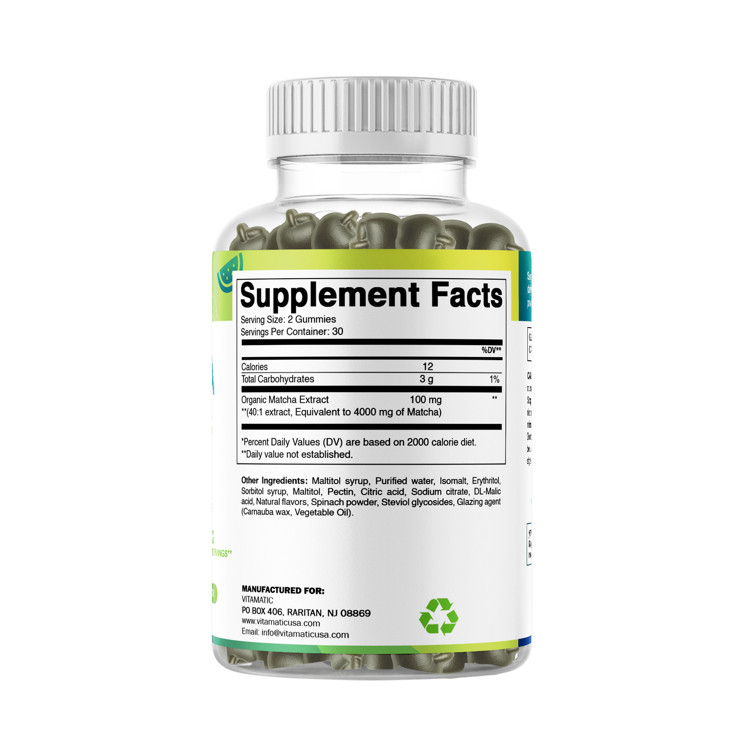 Matcha Gummies 60 Count | Strawberry & Watermelon Flavor - Non-GMO