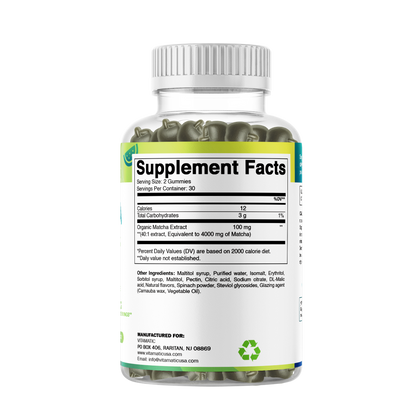 Matcha Gummies 60 Count | Strawberry & Watermelon Flavor - Non-GMO