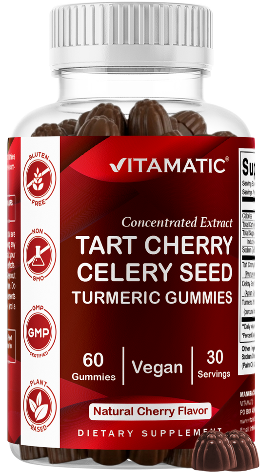 Vitamatic Vegan Tart Cherry + Celery Seed, 60 Gummies