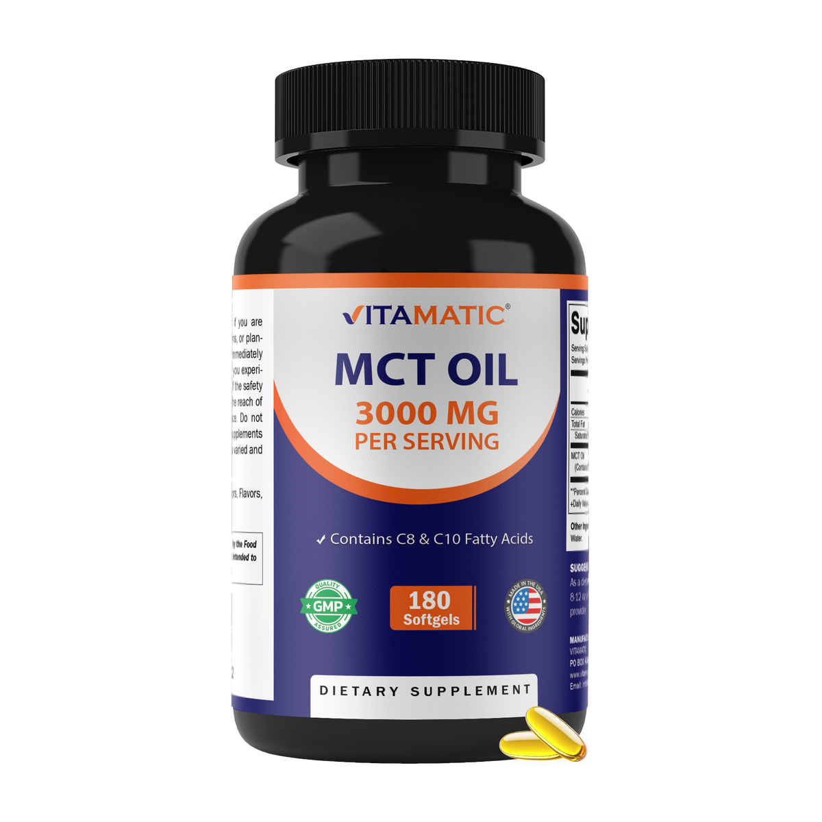 MCT Oil 3000mg per Serving, 180 Softgels