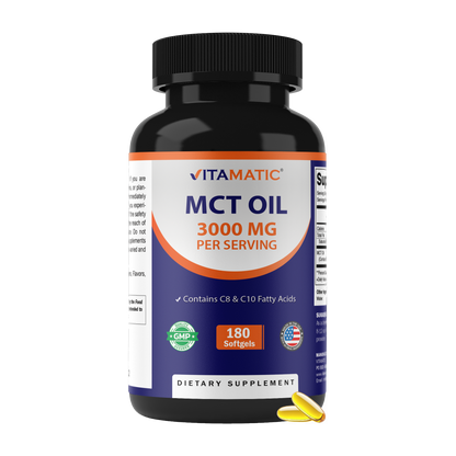 MCT Oil 3000mg per Serving, 180 Softgels