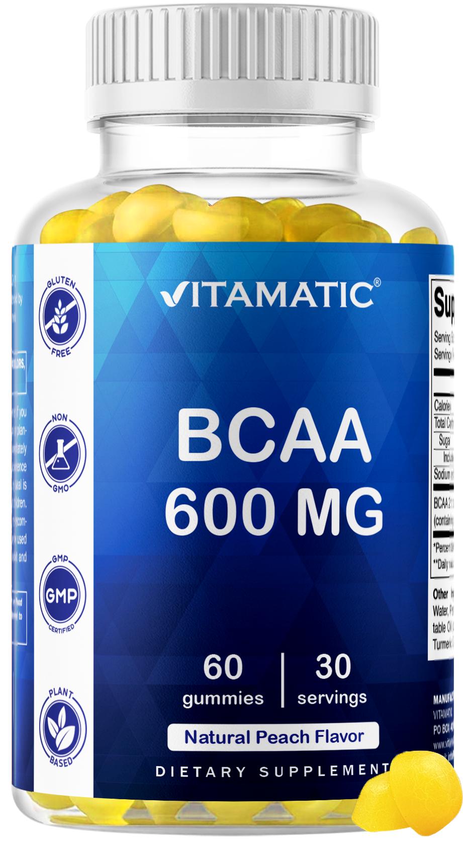 Vitamatic BCAA 600mg per Serving Gummies, 60 Count
