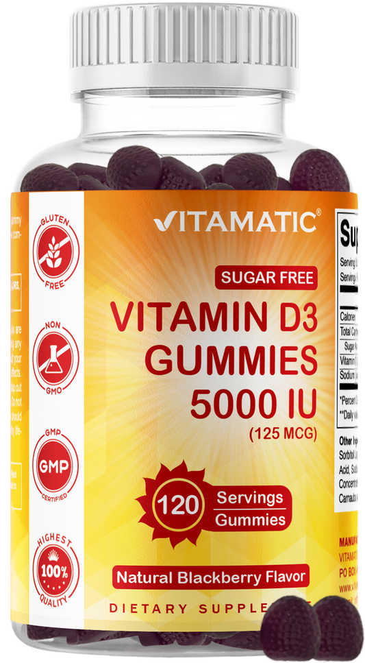 Vitamatic Sugar-Free Vitamin D3 5000 IU, 120 Gummies