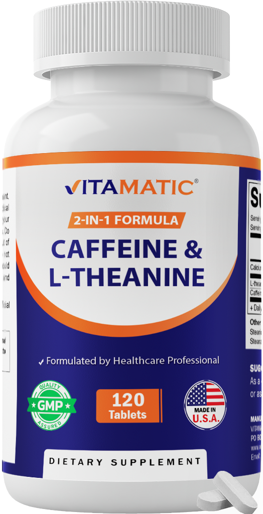 Vitamatic L-Theanine 200mg + Caffeine 100mg, 120 Tablets