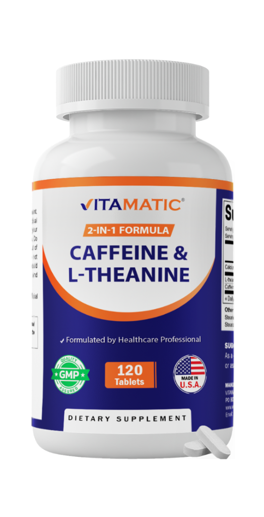 Vitamatic L-Theanine 200mg + Caffeine 100mg, 120 Tablets