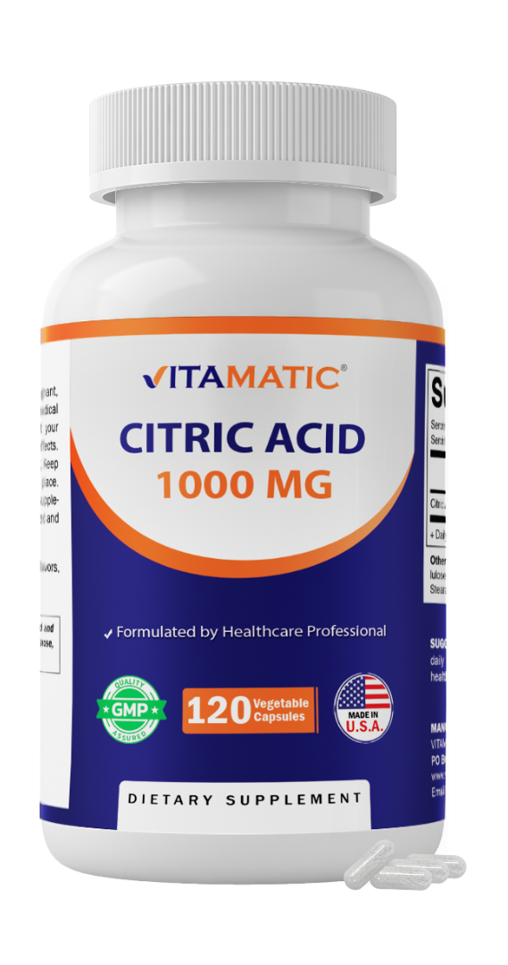 Citric Acid 1000 mg, 120 Vegetable Capsules
