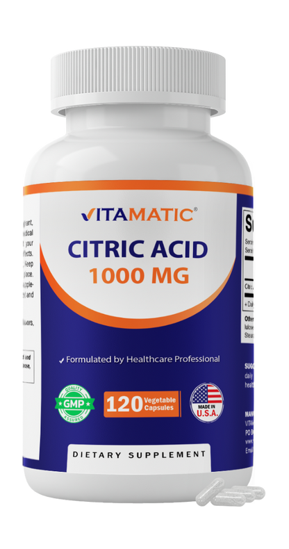 Citric Acid 1000 mg, 120 Vegetable Capsules