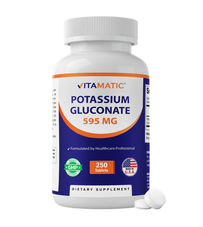 Potassium Gluconate 595 mg – 250 Tablets – Non-GMO, Made in USA