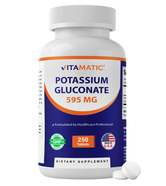 Potassium Gluconate 595 mg – 250 Tablets – Non-GMO, Made in USA