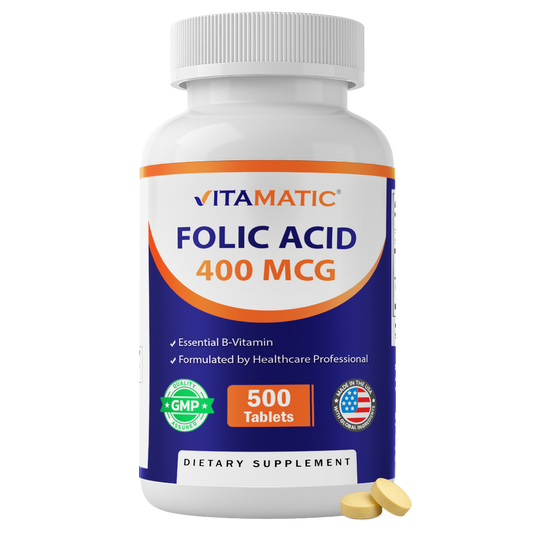 Vitamatic Folic Acid 400 mcg Supplement, 500 Veg Tablets