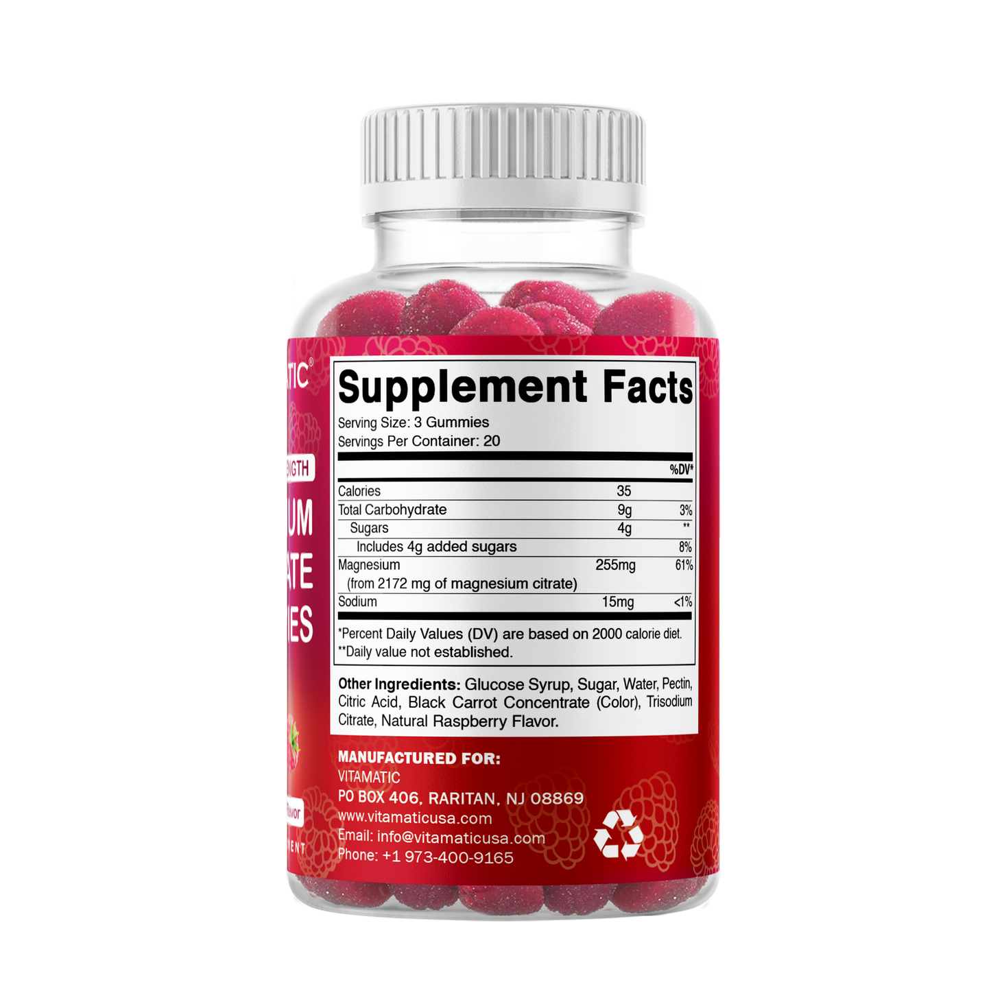 Extra Strength Magnesium 85mg - 60 Vegan Gummies