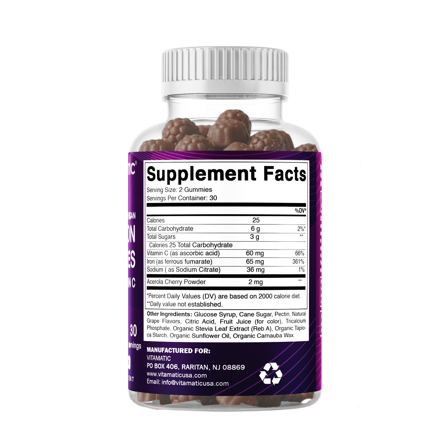Iron 65mg with Vitamin C - 60 Gummies